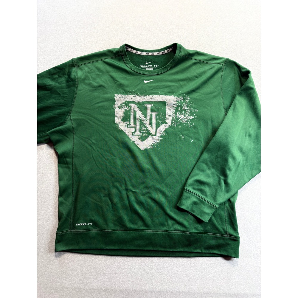 Nike Sweatshirt Mens XXL Green Therma-Fit Baseball Graphic Pullover NN